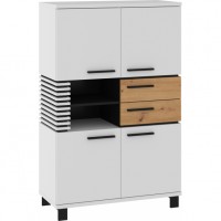 Kumode LAMIR N4D2S, Balts/Ozols artisan/Melns